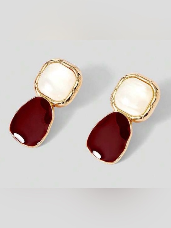 Fashion Jewelry Jewelry - Elegant Gold & Red Drop Earrings